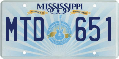 MS license plate MTD651