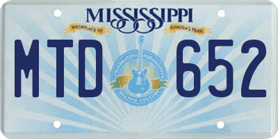 MS license plate MTD652
