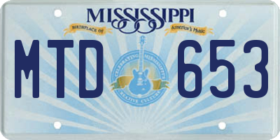 MS license plate MTD653