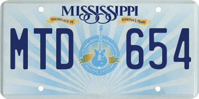 MS license plate MTD654
