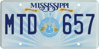 MS license plate MTD657