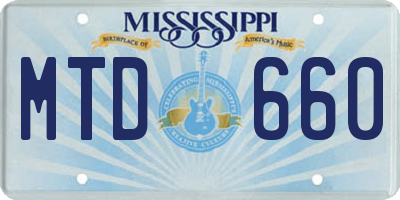 MS license plate MTD660