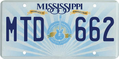MS license plate MTD662