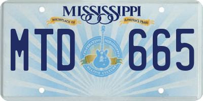 MS license plate MTD665