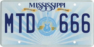 MS license plate MTD666