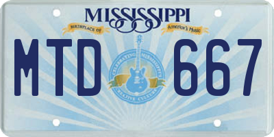 MS license plate MTD667