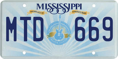 MS license plate MTD669