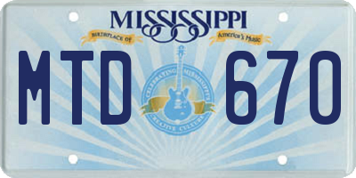 MS license plate MTD670