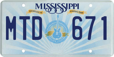 MS license plate MTD671