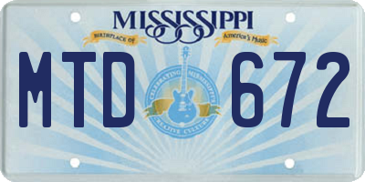MS license plate MTD672