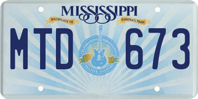 MS license plate MTD673