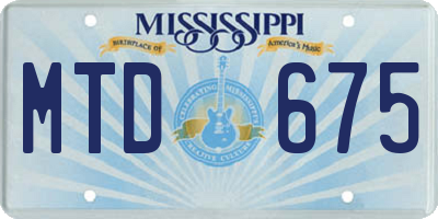 MS license plate MTD675