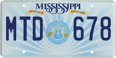 MS license plate MTD678
