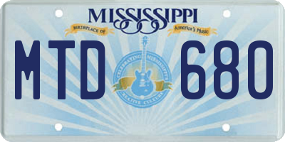 MS license plate MTD680