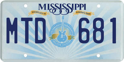 MS license plate MTD681