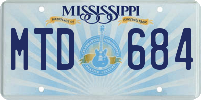 MS license plate MTD684