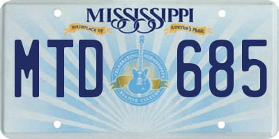 MS license plate MTD685