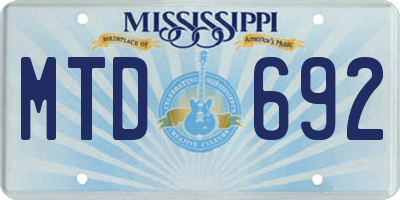 MS license plate MTD692