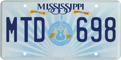 MS license plate MTD698