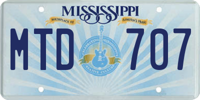 MS license plate MTD707