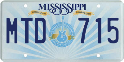 MS license plate MTD715