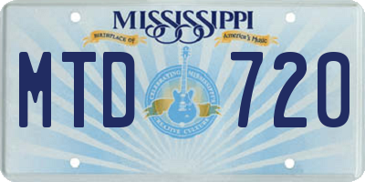 MS license plate MTD720