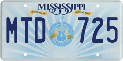 MS license plate MTD725