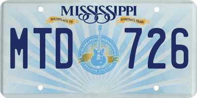 MS license plate MTD726