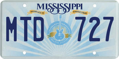 MS license plate MTD727