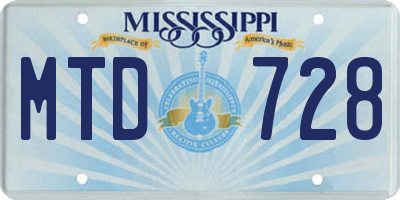 MS license plate MTD728
