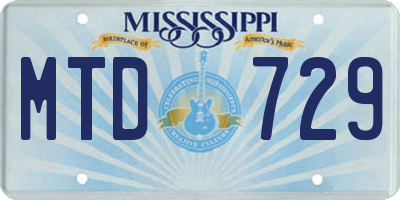 MS license plate MTD729