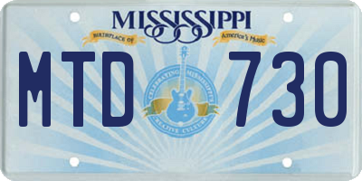 MS license plate MTD730