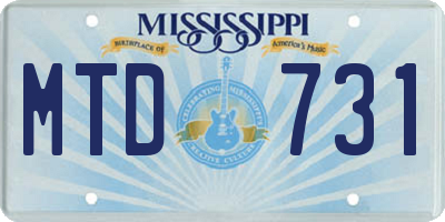 MS license plate MTD731