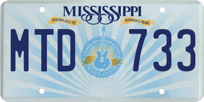 MS license plate MTD733