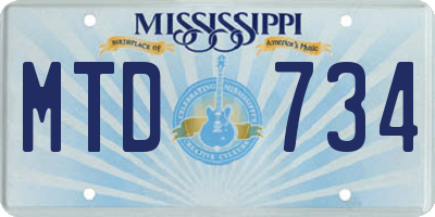 MS license plate MTD734