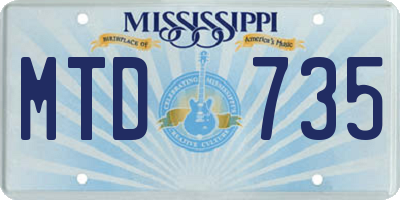 MS license plate MTD735