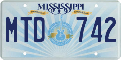 MS license plate MTD742