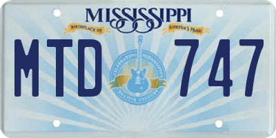 MS license plate MTD747