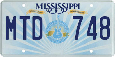 MS license plate MTD748