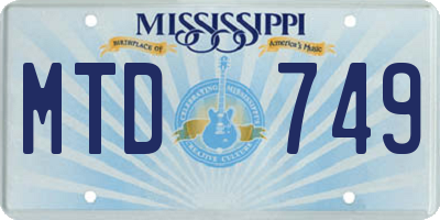 MS license plate MTD749