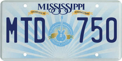 MS license plate MTD750