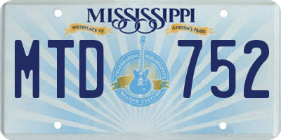 MS license plate MTD752
