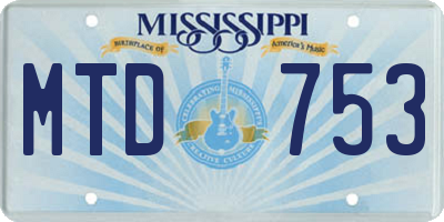 MS license plate MTD753