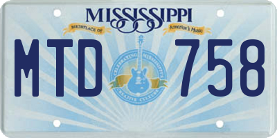 MS license plate MTD758