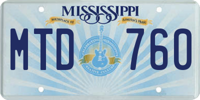 MS license plate MTD760