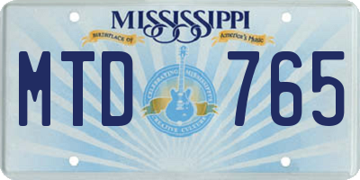 MS license plate MTD765