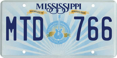 MS license plate MTD766