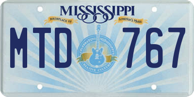 MS license plate MTD767
