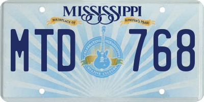 MS license plate MTD768