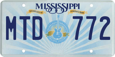 MS license plate MTD772